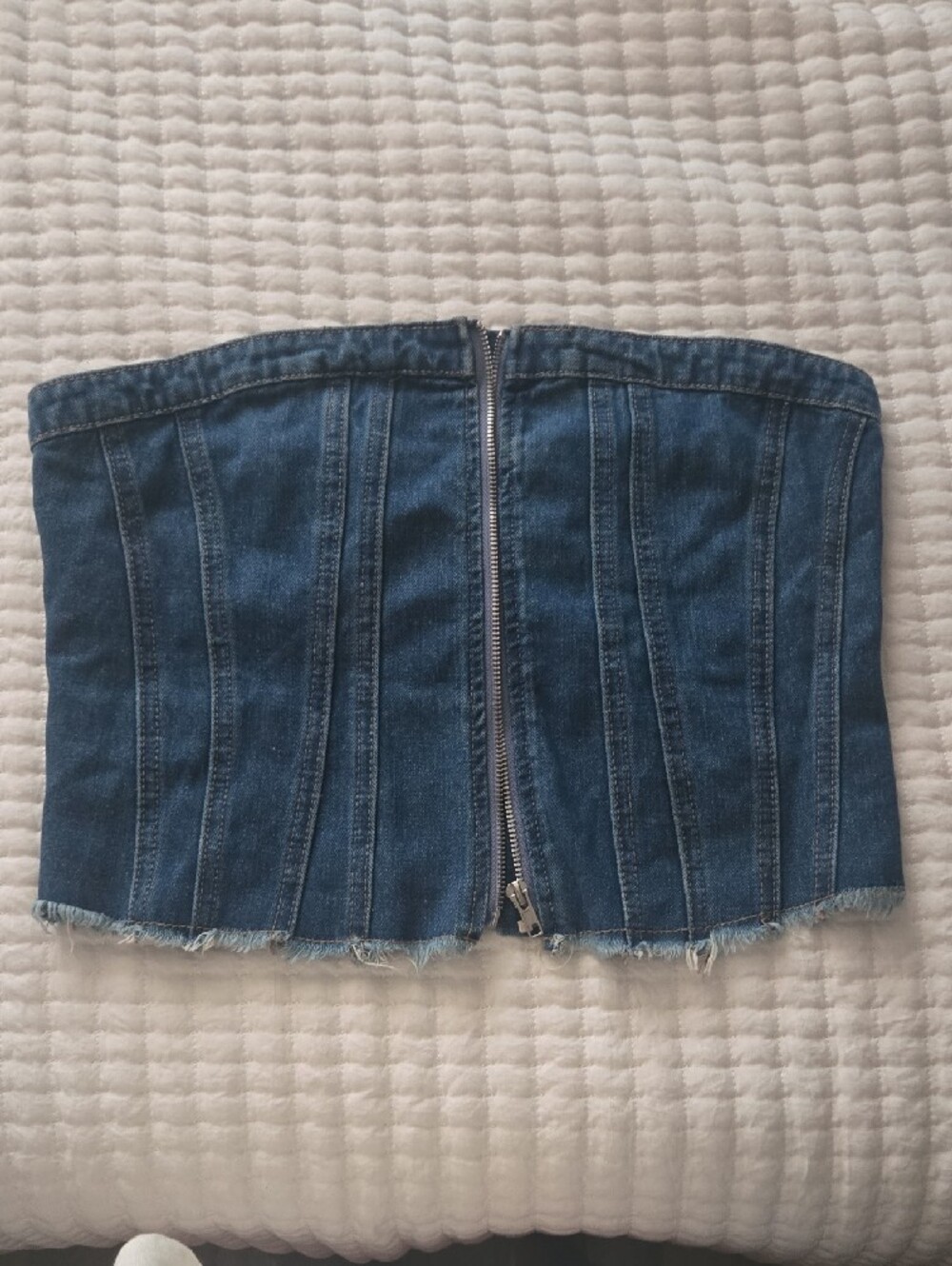 Emerson Lang Denim Corset Top in Light Blue - Picture 2 of 3